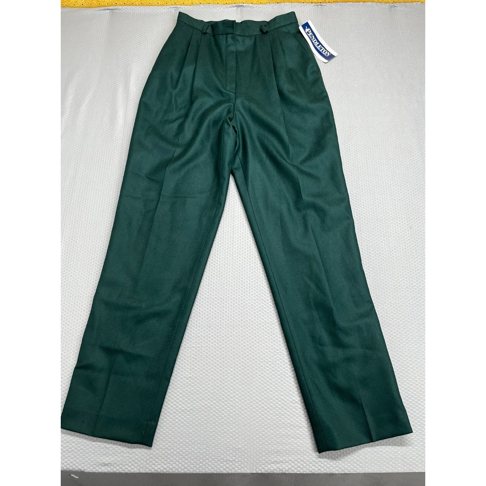 Pendleton Women's Petite emerald Green Wool trousers fully Lined Pants 28" waist